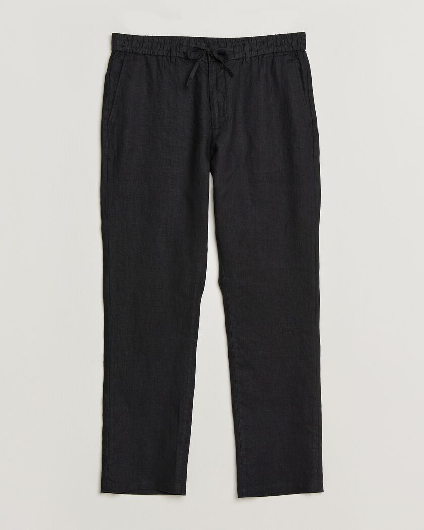 GANT Regular Fit Linen Drawstring Pants Black – Black