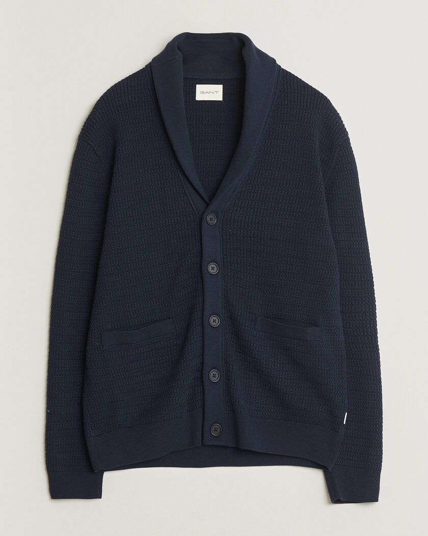 William Lockie Rob Lambswool Cardigan Navy at CareOfCarl.com