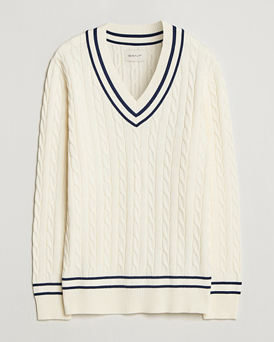 GANT Cotton Cable Cricket Sweater Cream – White