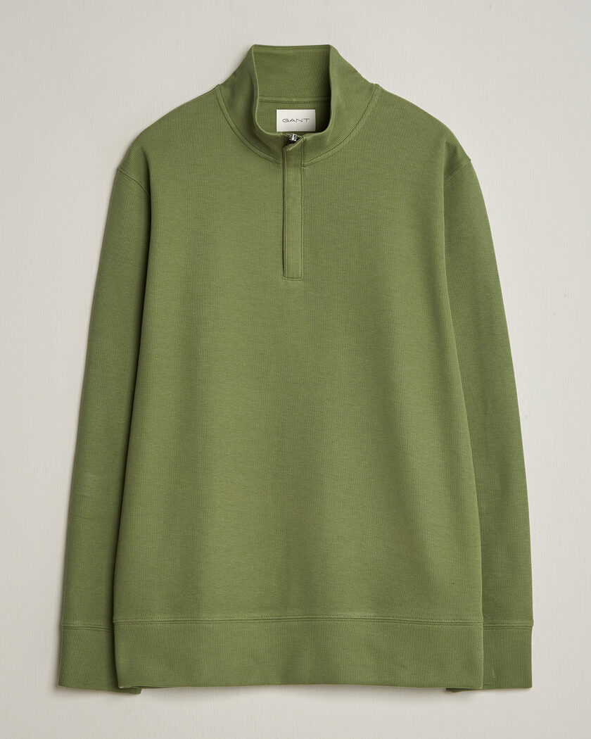 GANT Light Sacker Rib Half Zip Dry Herb Green – Green