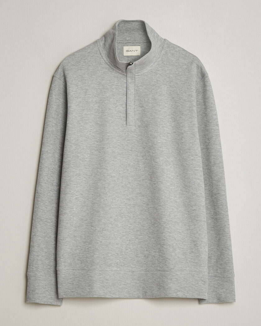 Gant Light Sacker Rib Half Zip Grey Melange – Grey