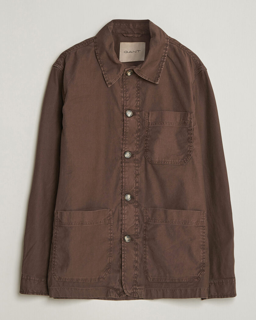 GANT Regular Fit Cotton/Linen Overshirt Rich Brown – Brown