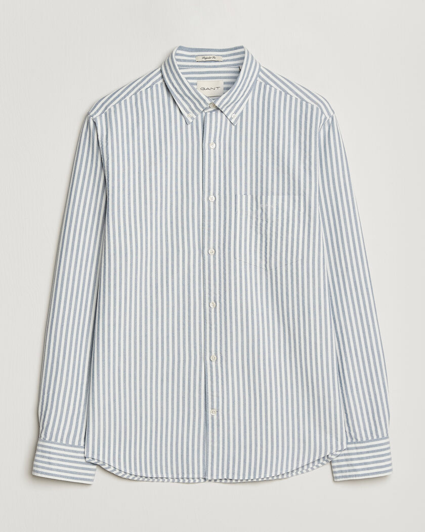 GANT Regular Fit Textured Striped Shirt Vintage Blue – Blue