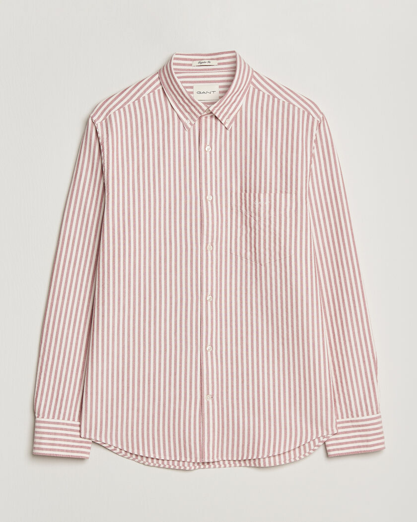 Gant Regular Fit Textured Striped Shirt Rose Red – Red
