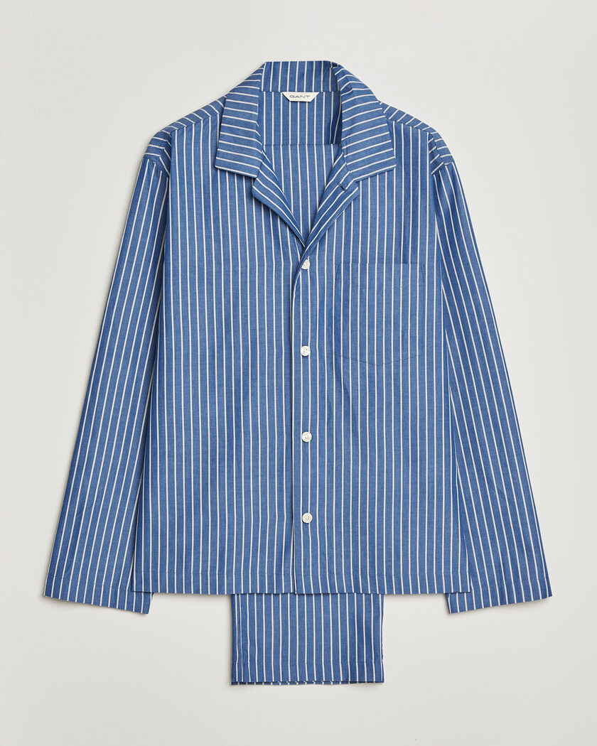 Gant Striped Poplin Pyjama Set Deep Cobalt – Blue