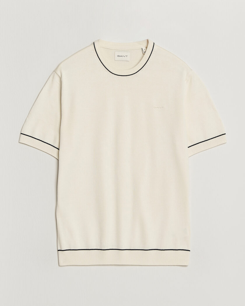 GANT Cotton/Model Knitted T-Shirt Cream – White