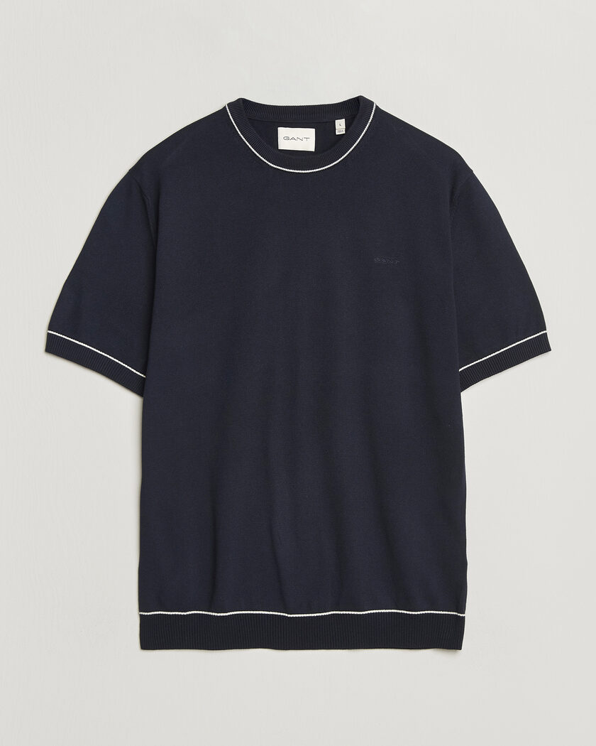 GANT Cotton/Model Knitted T-Shirt Evening Blue – Blue