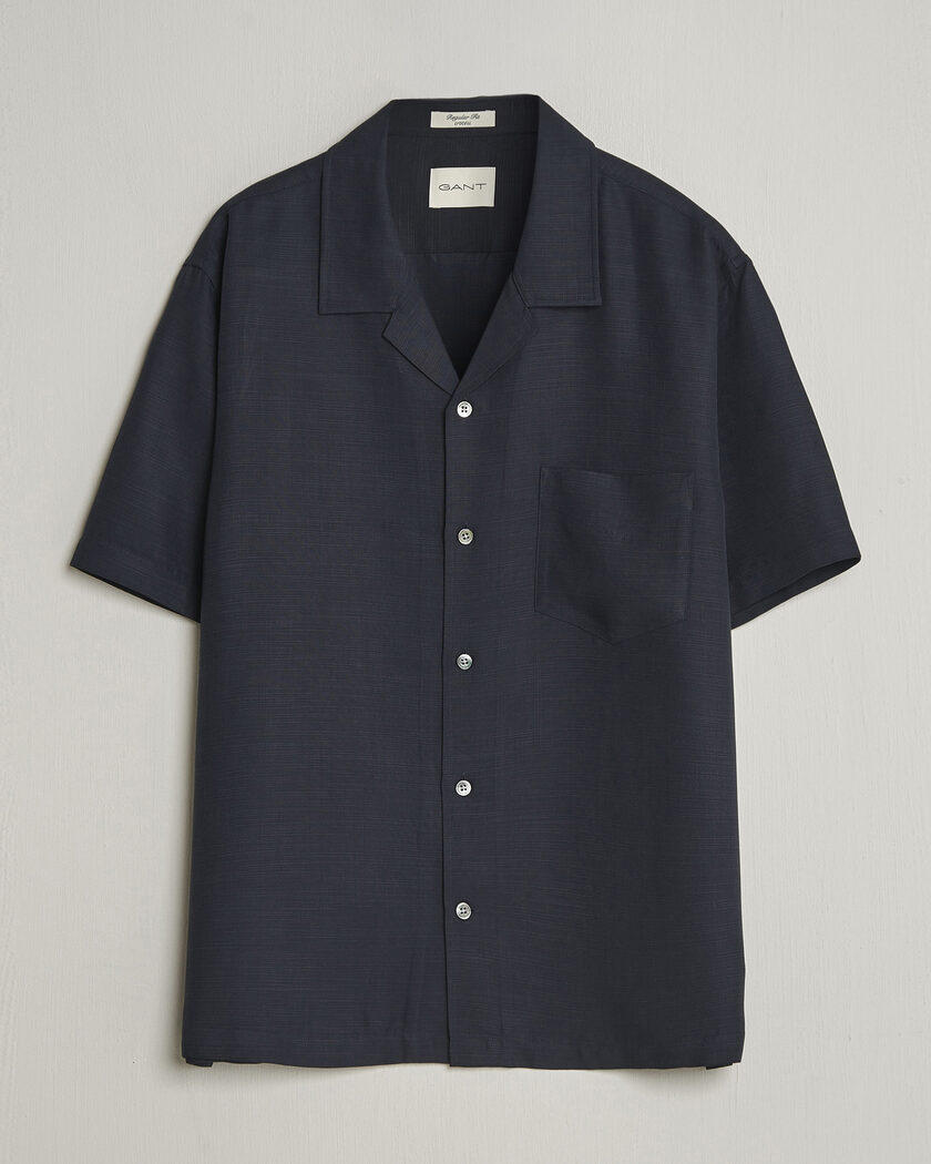 J.Lindeberg Theron Waffle Resort Shirt Navy at CareOfCarl.com