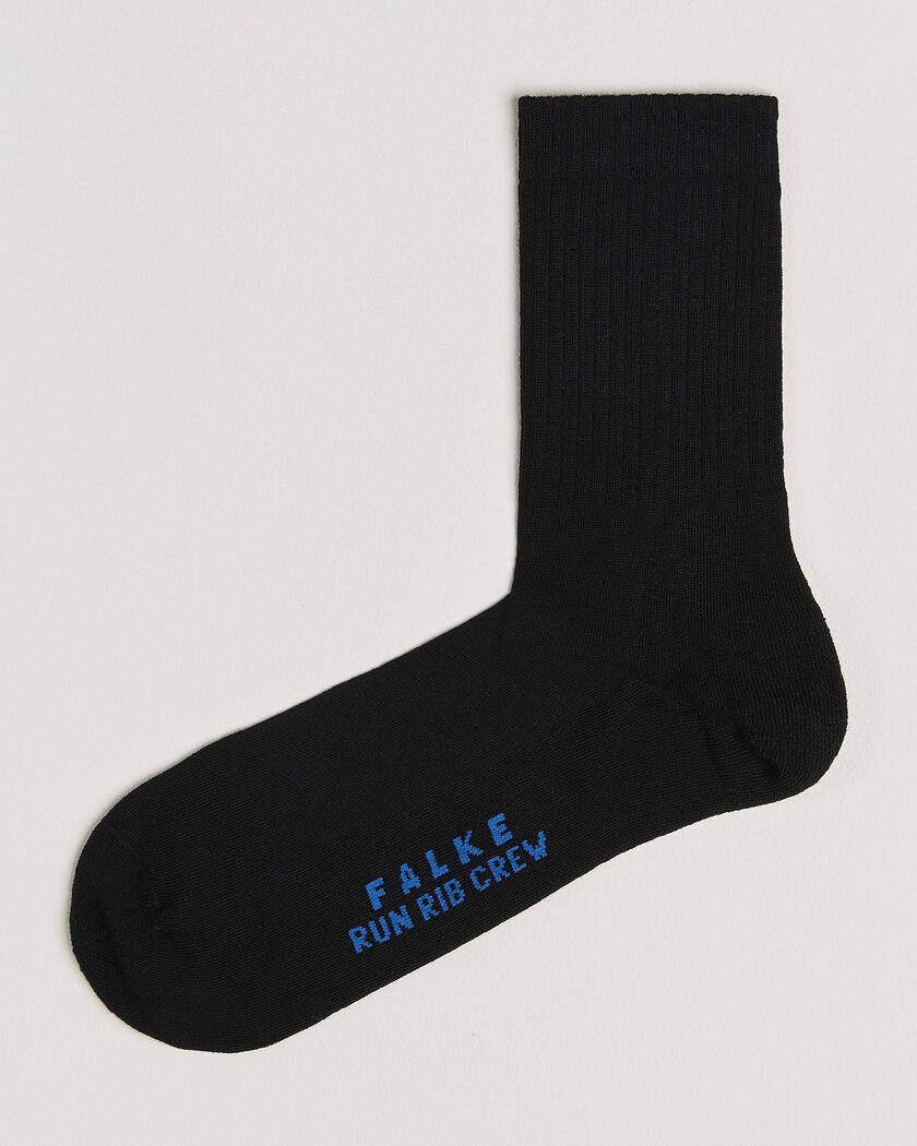 Falke Run Rib Crew Sock Black – Black