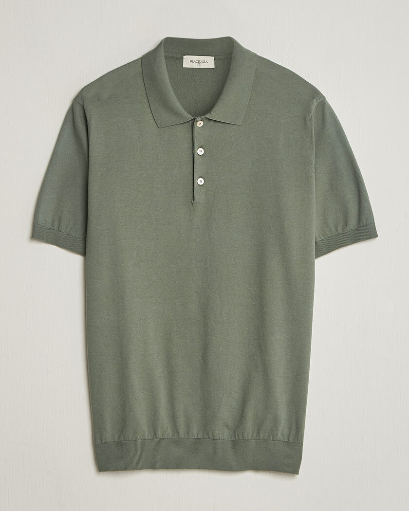BEAMS PLUS Zip Knit Striped Polo Olive at CareOfCarl.com