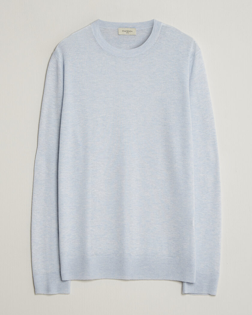 Piacenza Cashmere Soft Silk/Cashmere Crew Neck  Sky Blue – Blue
