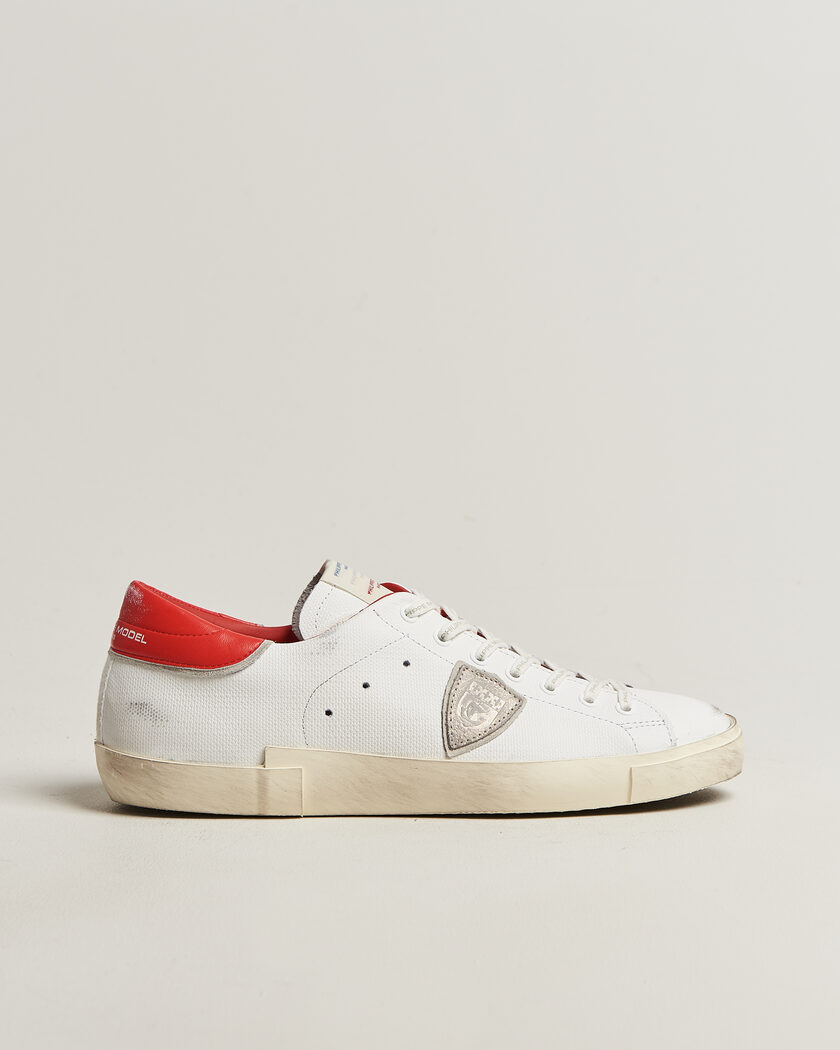 Philippe Model PRSX Low Top Canvas Mix Sneaker White/Red – White