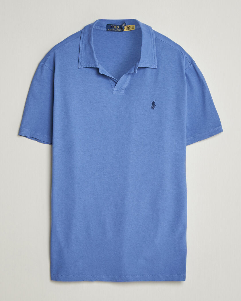 【AURALEE】Cotton knit Short Sleeve Auralee Cotton Knit Skipper Polo Navy Stripe at CareOfCarl.com