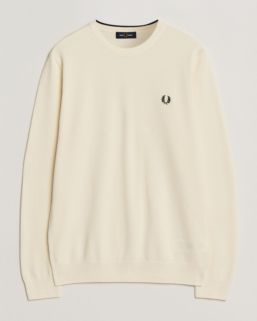 フレッドペリー　クルーネック　ニットセーター　刺繍ロゴ　クリーム FRED PERRY - フレッドペリー クルーネック FRED PERRY ニットセーター