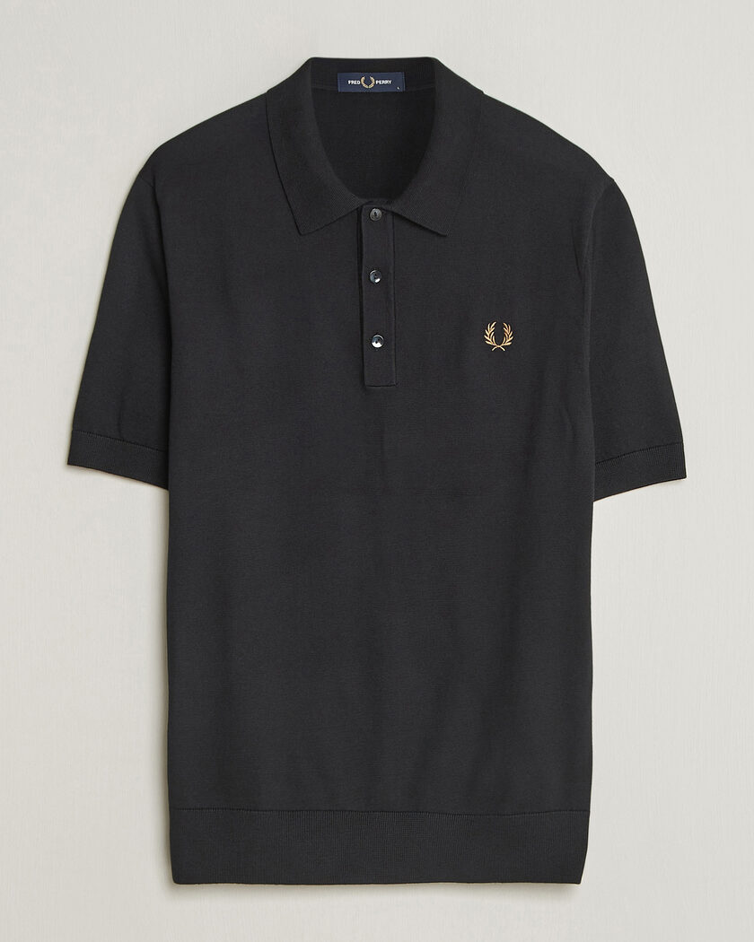 Fred Perry Cotton Knitted Polo Black – Black