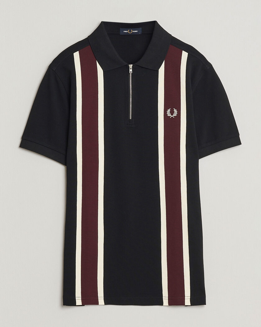 Fred Perry Tramline Half Zip Polo Black – Multi-colour