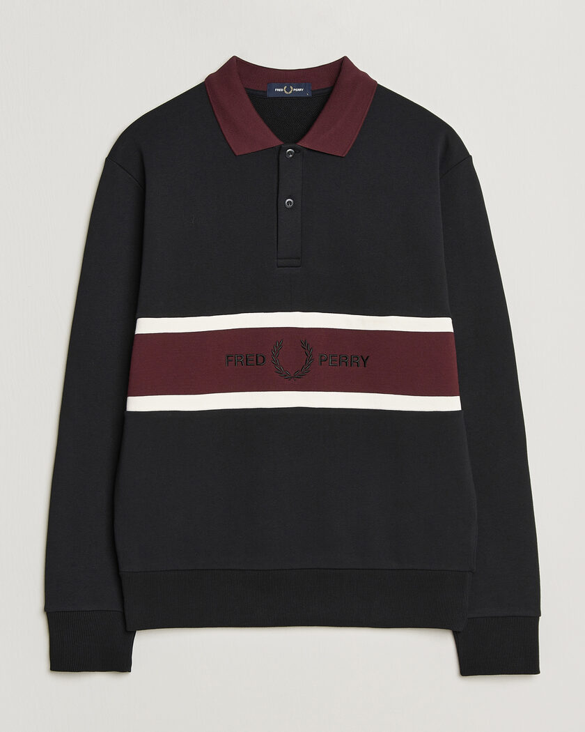 Fred Perry Embroidered Paneled Polo Sweater Black – Black