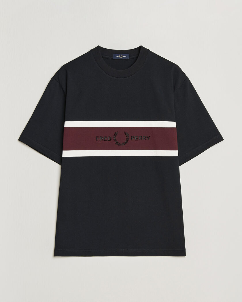  Fred Perry Embroidered Paneled T-Shirt Black – Black