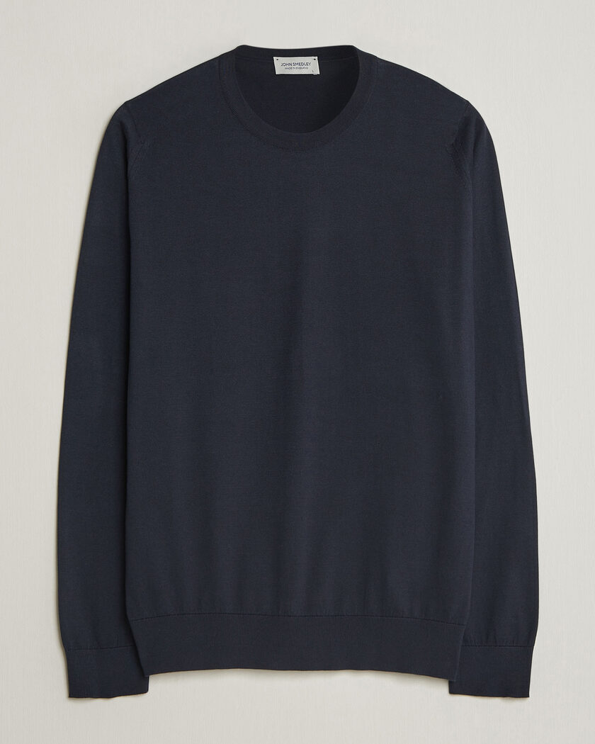 John Smedley Rowland Sea Island Crew Neck Pullover Navy – Blue