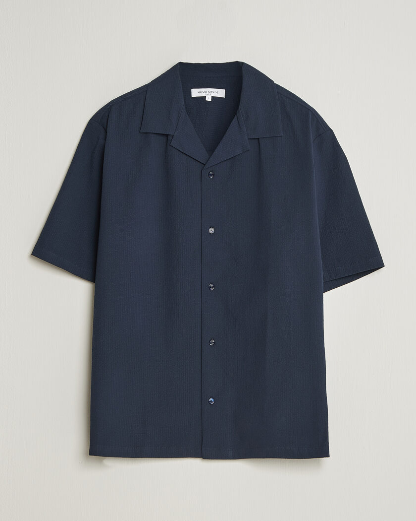 Maison Kitsuné Seersucker Resort Shirt Navy – Blue
