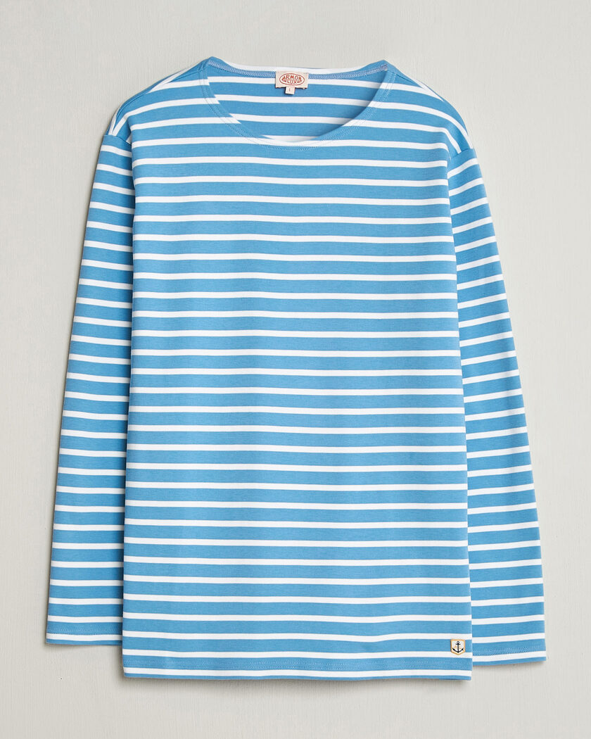Armor-lux Houat Héritage Stripe Long Sleeve T-Shirt Waterfall/Blanc – Blue