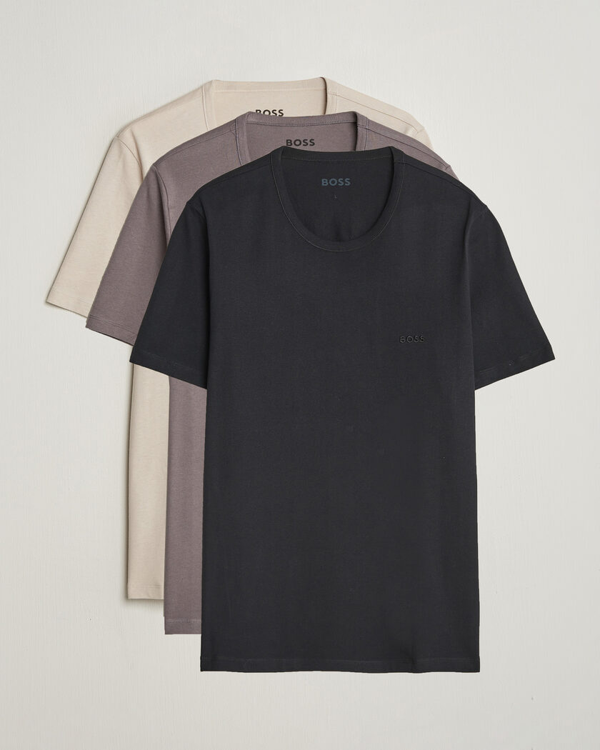 BOSS BLACK 3-Pack Crew Neck T-Shirt Grey/Beige/Black – Multi-colour