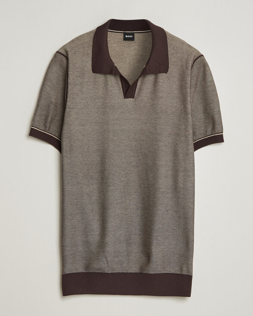 BOSS BLACK Narciso Knitted Polo Dark Brown – Brown