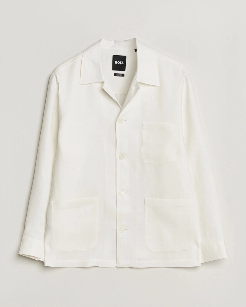 BOSS BLACK Cai Linen Overshirt White – White