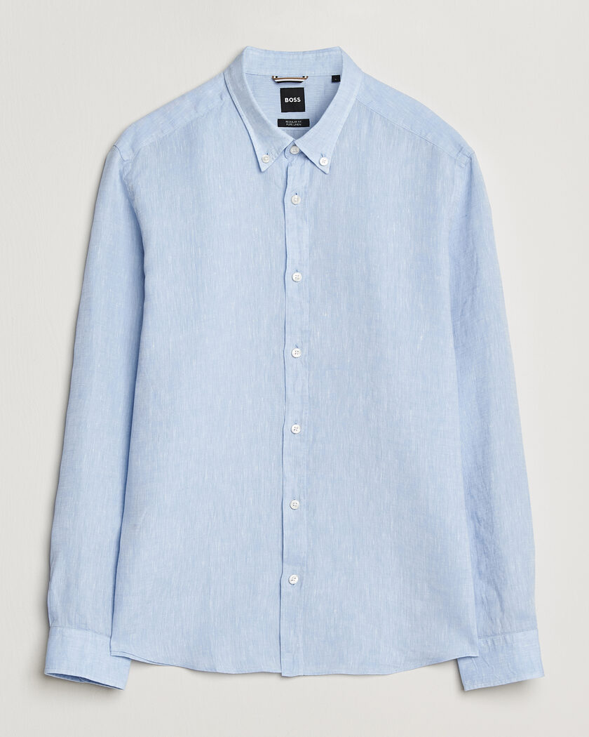 BOSS BLACK Liam Linen Shirt Light Blue – Blue