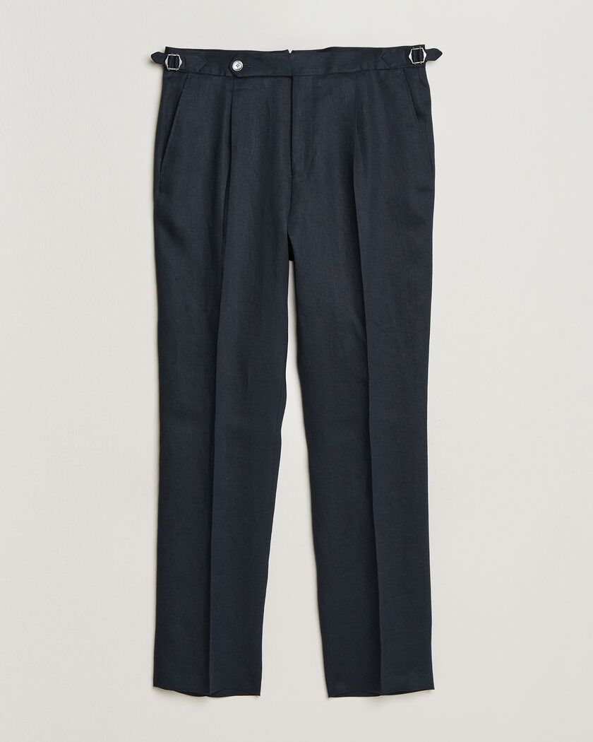 Polo Ralph Lauren Linen Pleated Trousers Navy at CareOfCarl.com