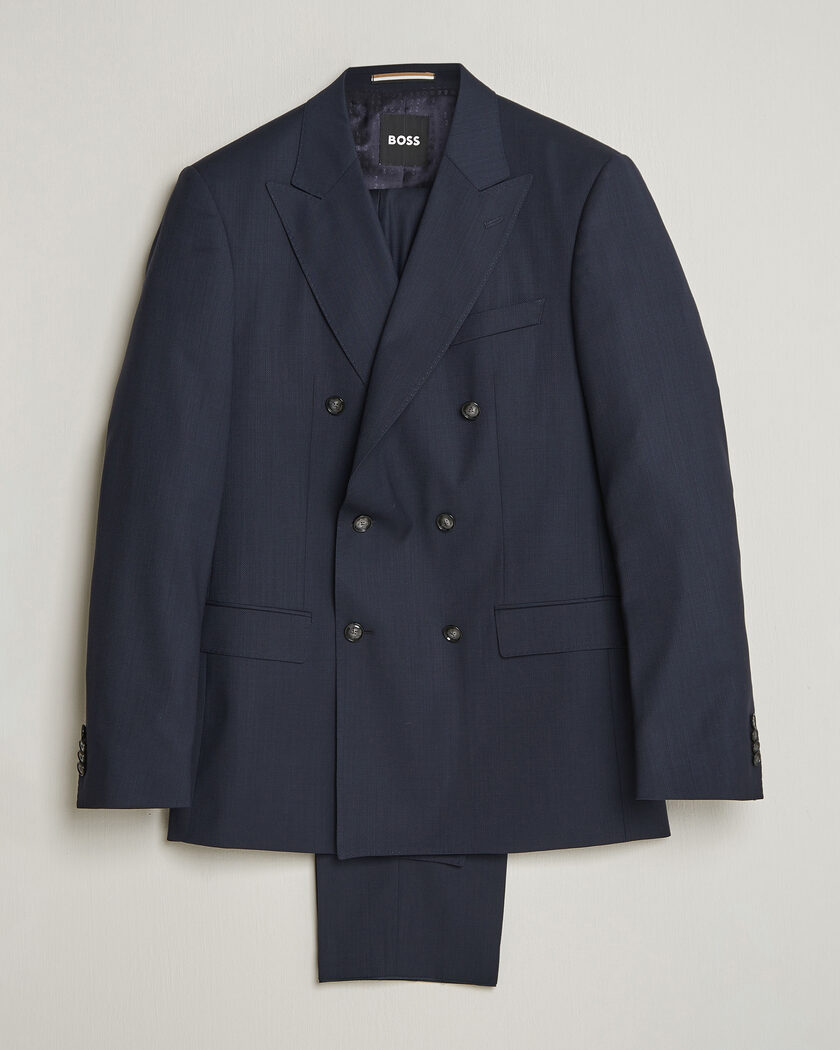 BOSS BLACK Huge Wool Double Breasted Suit Dark Blue – Blue