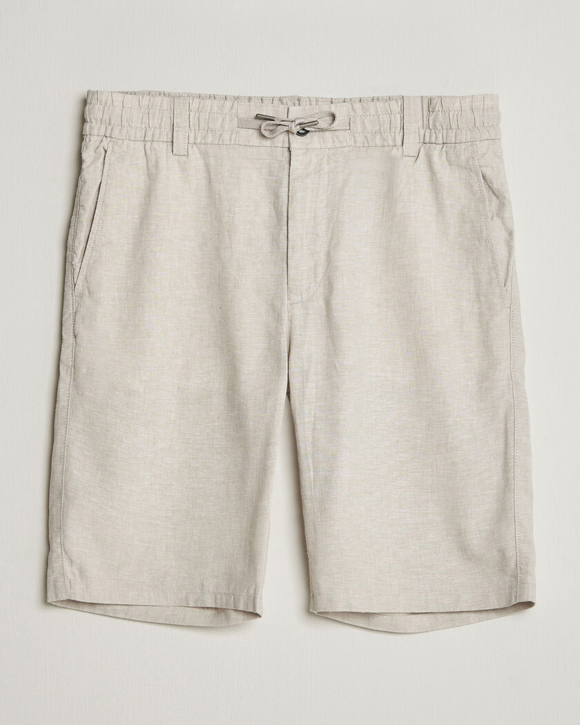 BOSS ORANGE Tapered Linen Drawstring Shorts Open Grey – Grey