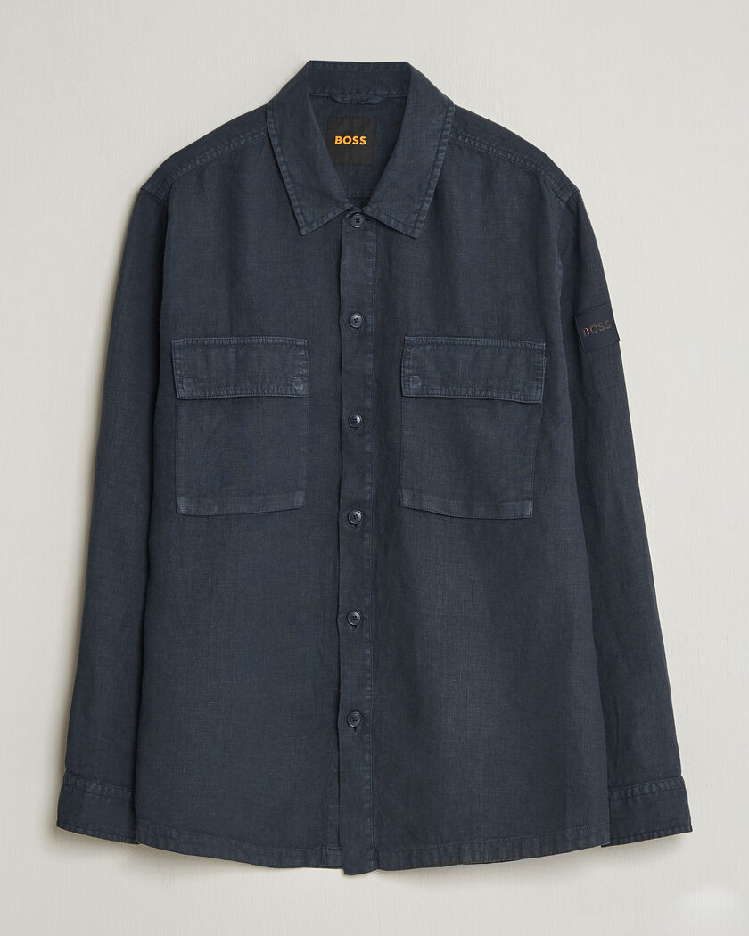 BOSS ORANGE Locky Linen Overshirt Dark Blue – Blue
