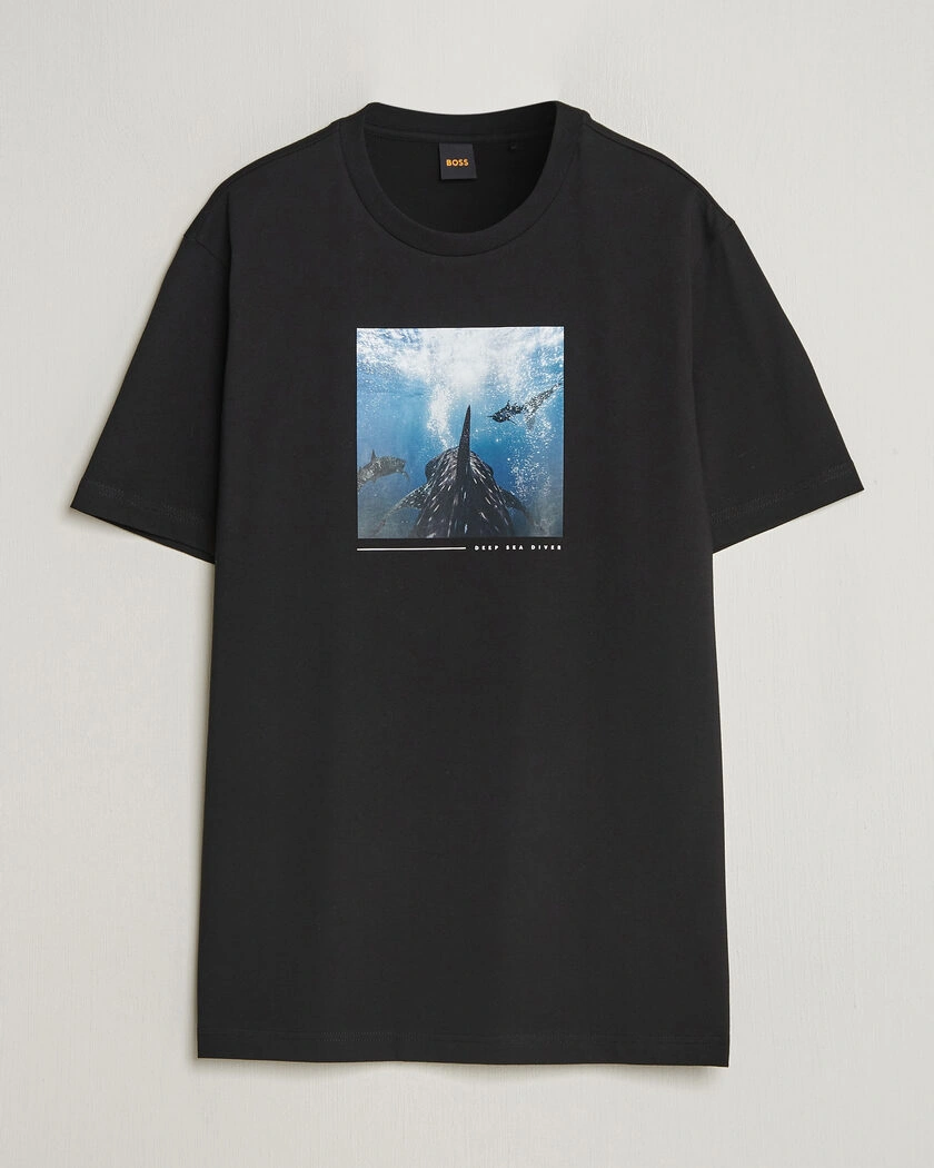 BOSS ORANGE Creature Printed Crew Neck T-Shirt Black – Black