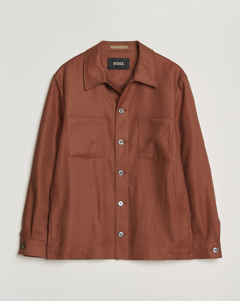BOSS CAMEL Corvin Linen Overshirt Medium Brown – Brown