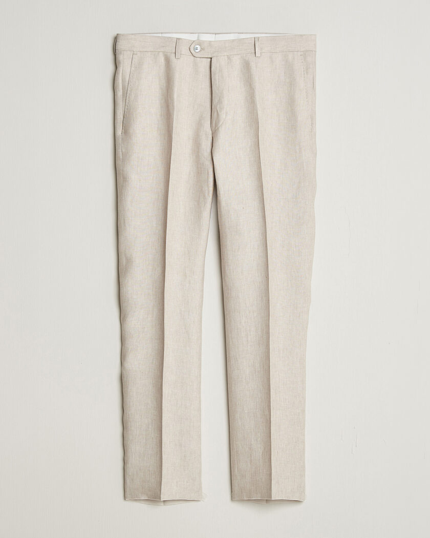 Oscar Jacobson Dandy Linen Trousers Off White - Size: 48
