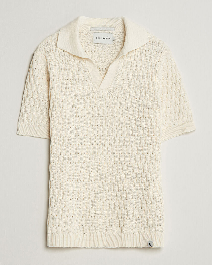 Peregrine Cove Knitted Cotton Polo Shirt White – White