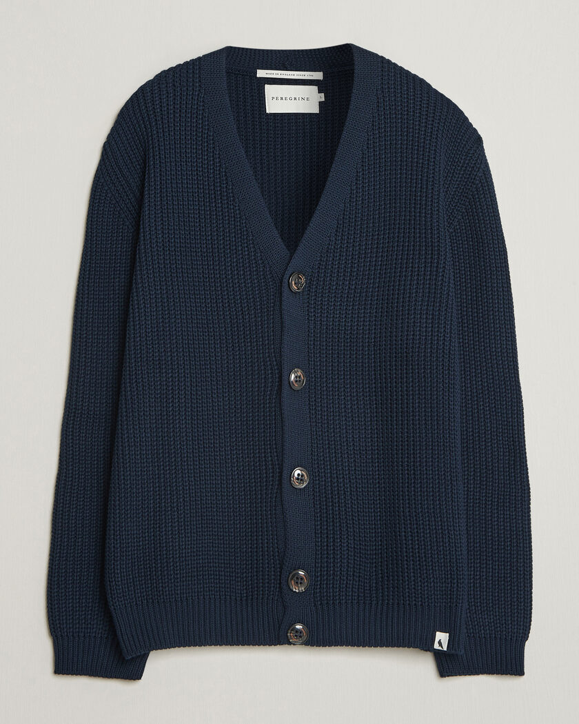 William Lockie Rob Lambswool Cardigan Navy at CareOfCarl.com