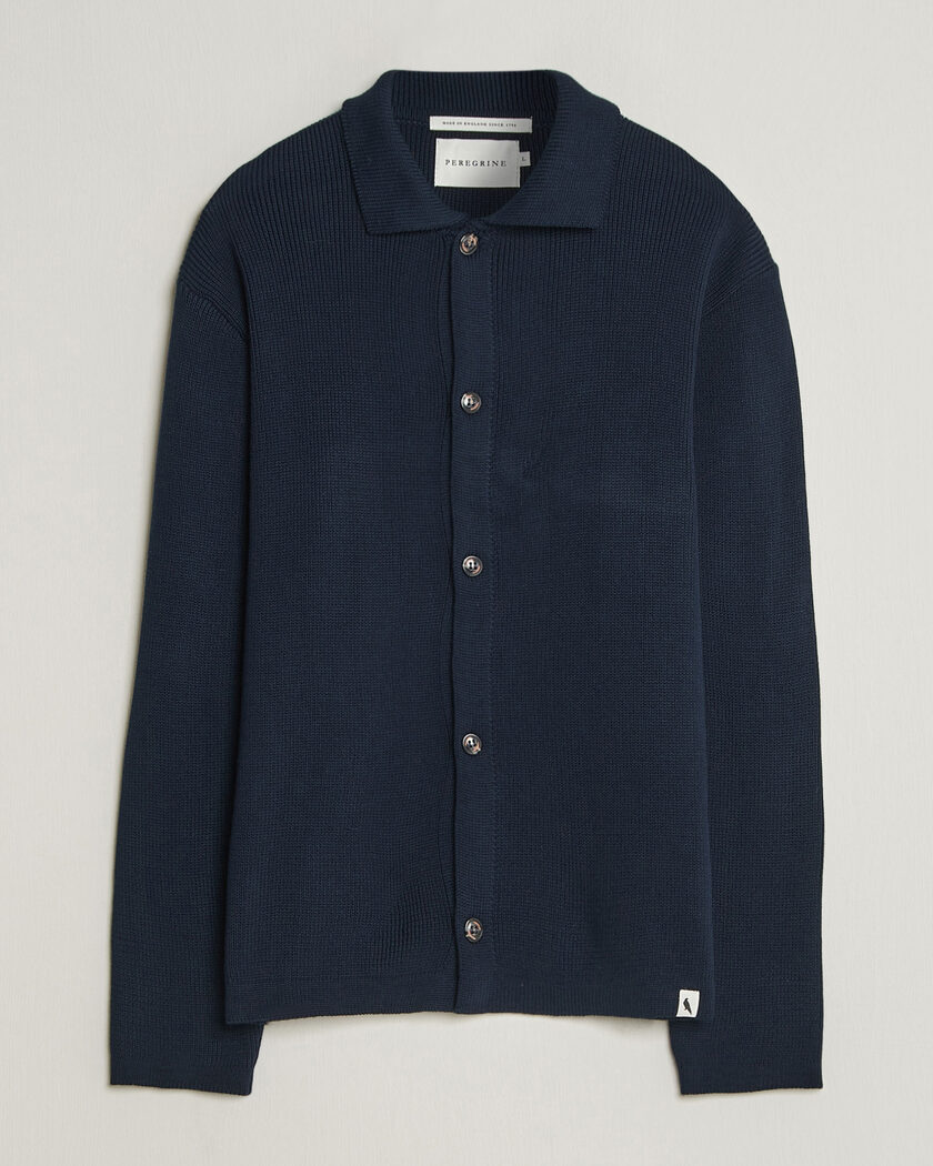William Lockie Rob Lambswool Cardigan Navy at CareOfCarl.com