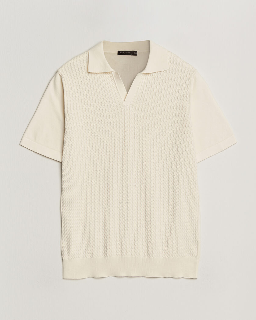 NN07 Gustav Bouclé Half Zip Polo Ivory at CareOfCarl.com
