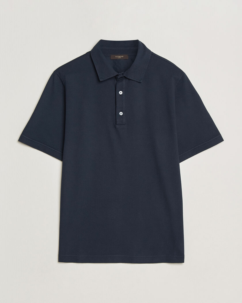 Moncler Contrast Rib Polo Navy at CareOfCarl.com