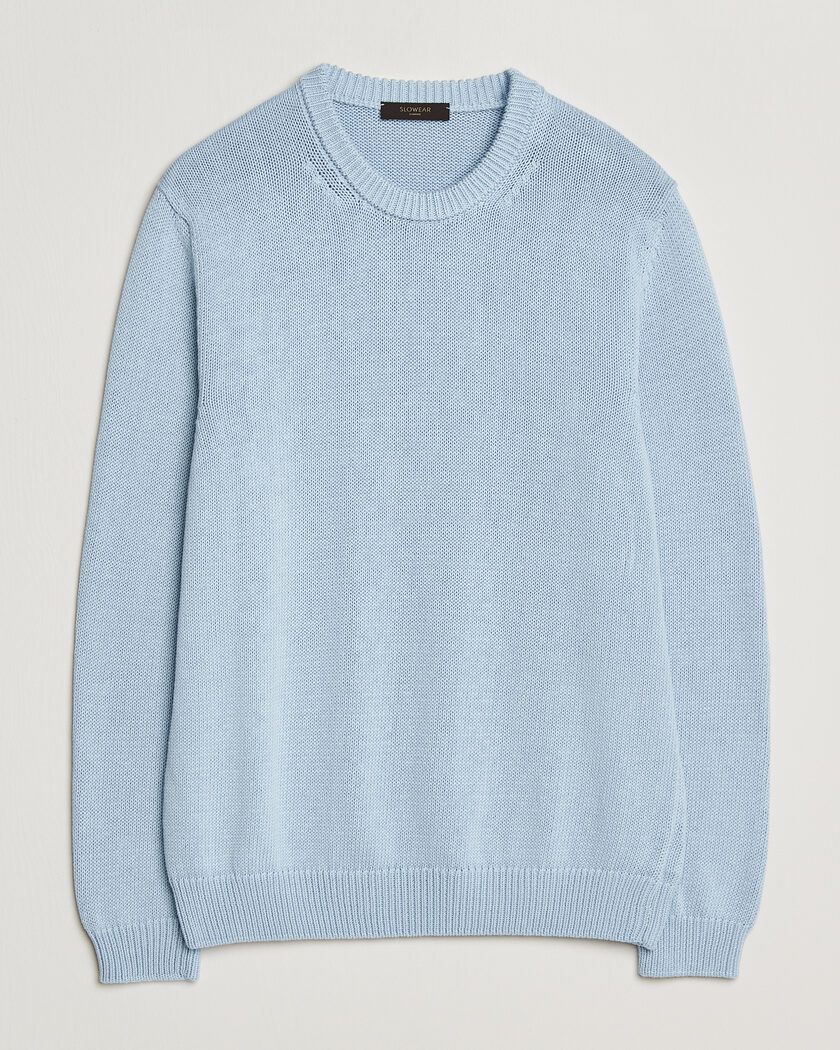 Zanone Soft Cotton Crew Neck Sweater Sky Blue – Blue