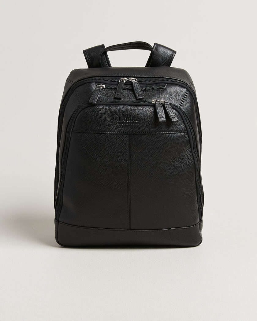 Loake Shoemakers Waterloo Grained Leather Backpack Black – Black