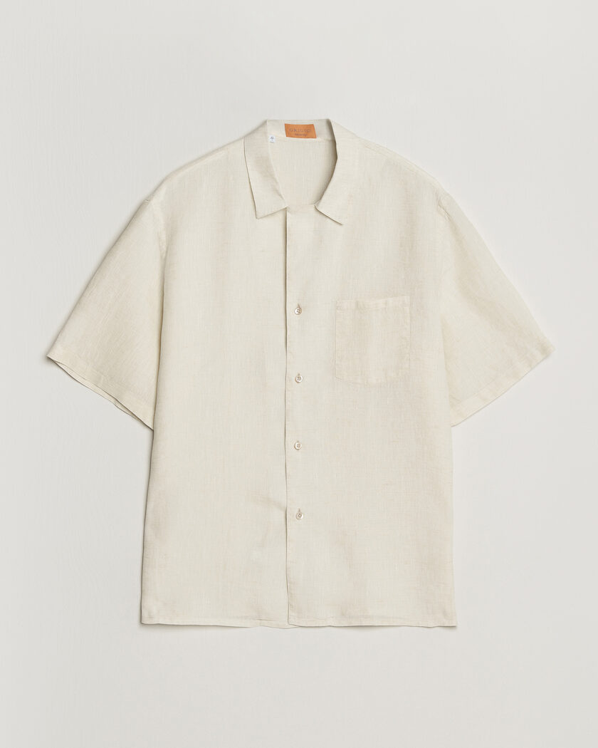 Grigio Linen Camp Collar Shirt White – White