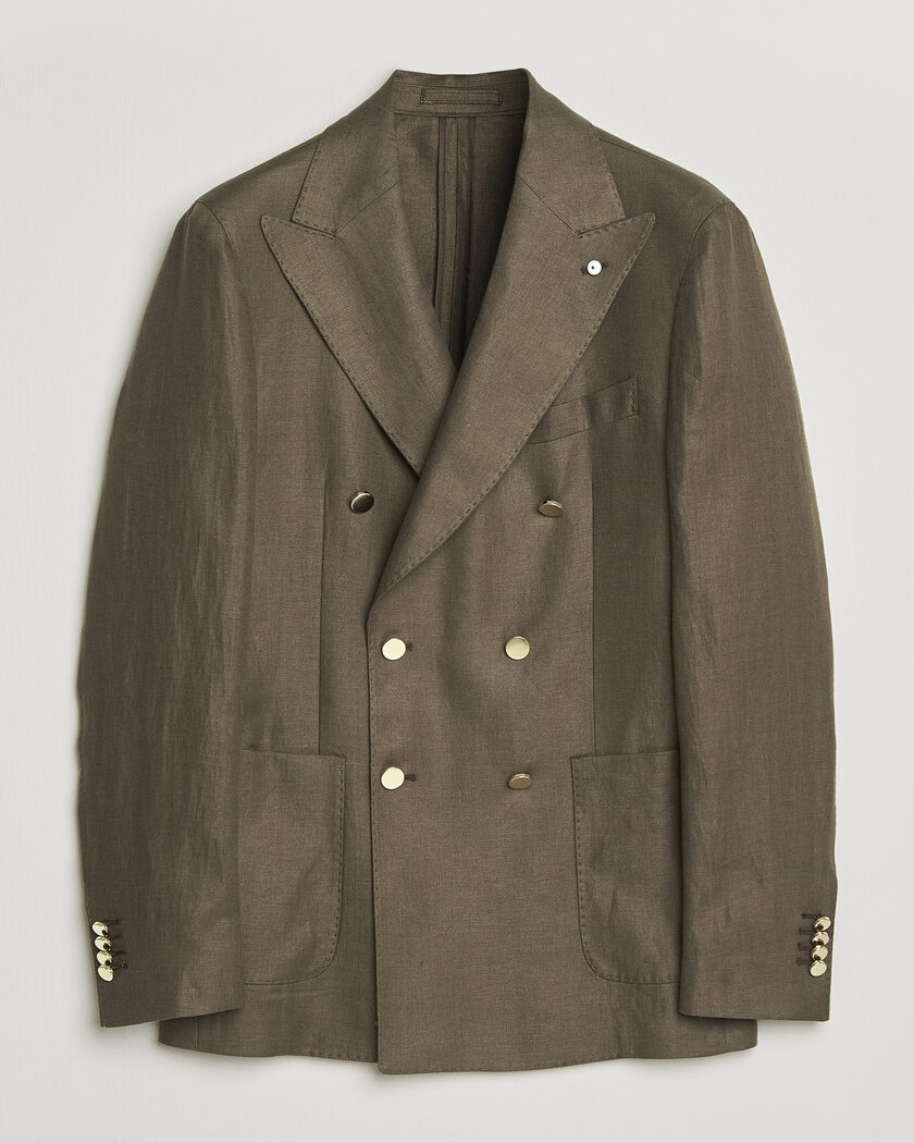 L.B.M. 1911 Tom Regular DB Linen Blazer Olive – Green
