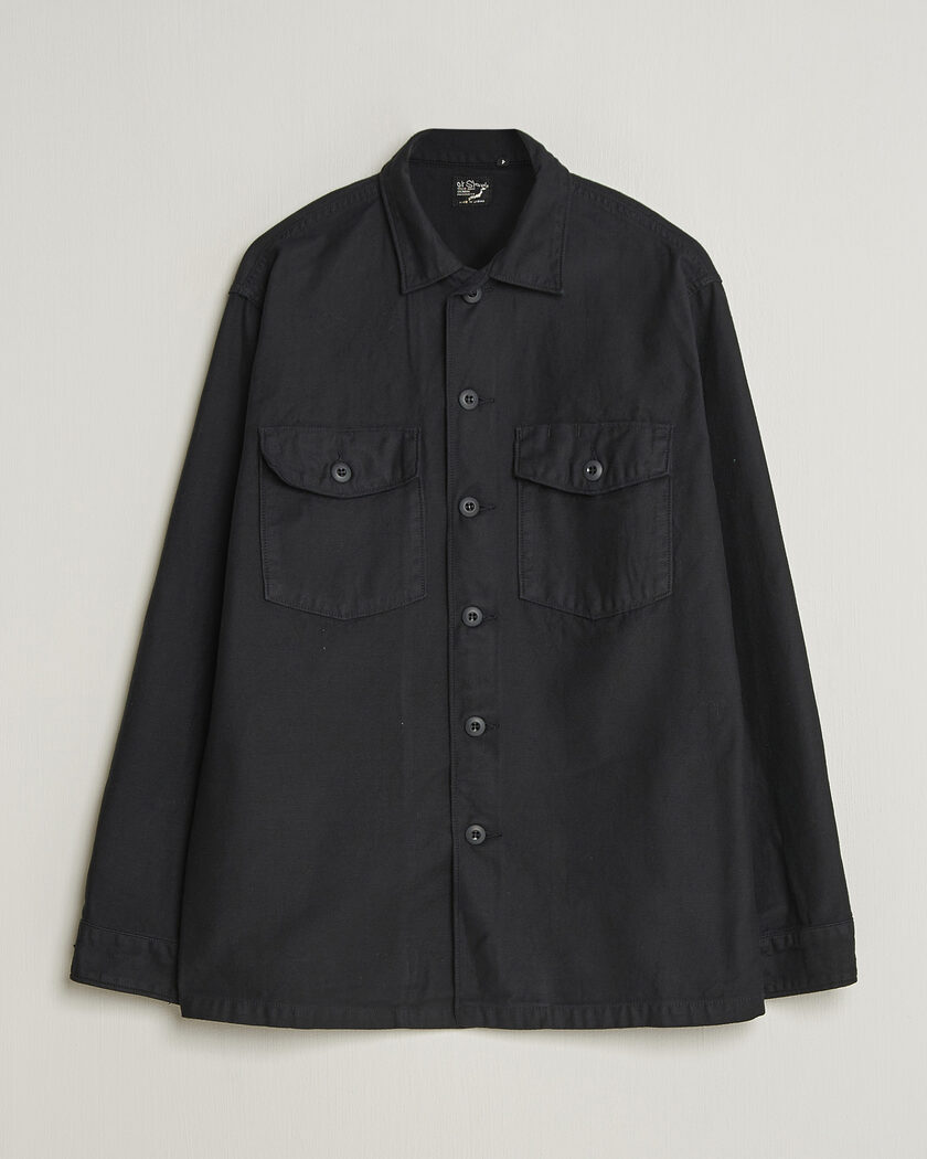 orSlow Cotton Sateen US Army Overshirt Black – Black