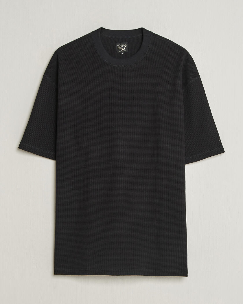 orSlow Waffle Cotton T-Shirt Black – Black