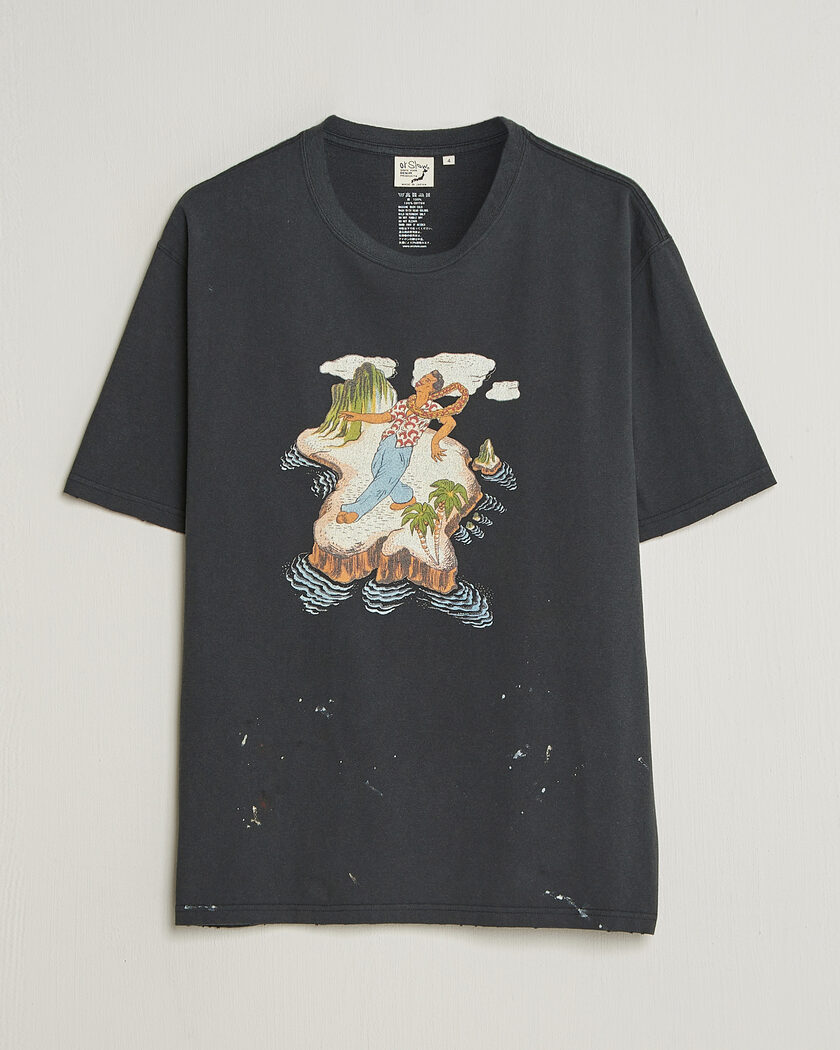 orSlow Vintage Hawaiian Print T-Shirt Black – Black