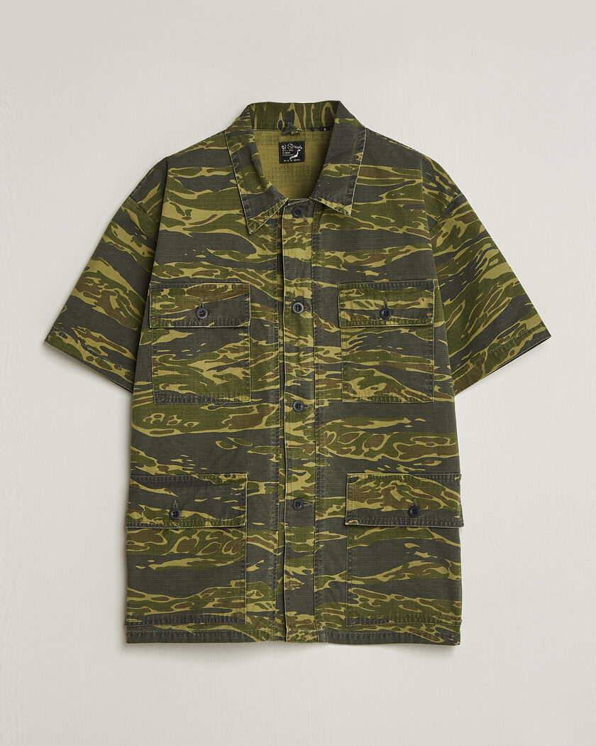  orSlow Short Sleeve Utility Shirt Tiger Camo – Green