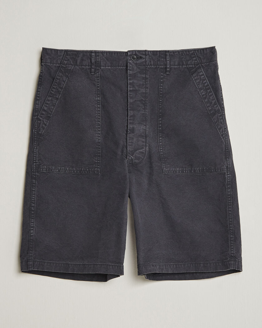 orSlow Summer Fatigue Shorts Washed Black – Black